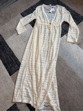 Isla Bonita Maxi Cover-Up Dress in Cream- L/XL